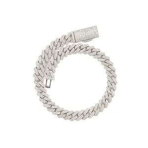 Collana a catena cubana in moissanite da 8mm premium in argento sterling 925 puro