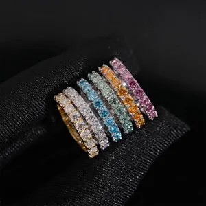 925 Sterlingsilber Runder Moissanit Eternity Ring Für Damen Herren Hip Hop Iced Out GRA Zertifizierter Schmuck