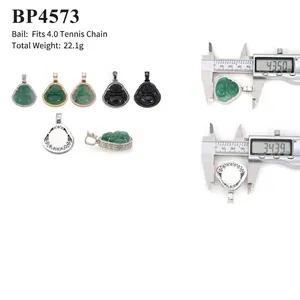 Μενταγιόν S925 ασήμι με νεφρίτη Βούδα και moissanite για αλυσίδα τένις 4mm