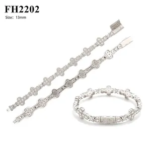 Bracelet cubain en argent 925 avec croix en moissanite pour hommes et femmes, largeur 13mm