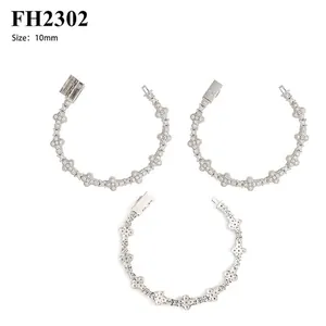 Luxueux bracelet à maillons croix en argent 925 moissanite pour hommes et femmes, 10mm.