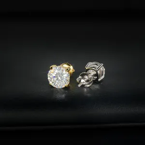 Orecchini a lobo Moissanite hip hop in argento 925 su pelle nera pregiata