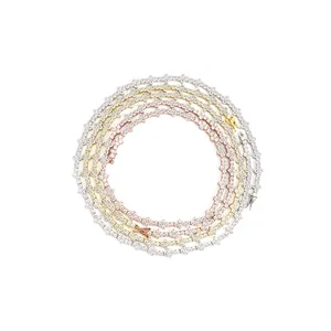 Sparkling 925 silver moissanite tennis chains available in gold silver and rose gold finishes