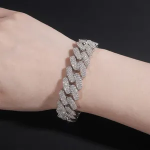 Pulsera Cuban Link de Plata de Ley S925 Con Moissanita Iced Out Joyería Hiphop Para Hombres Mujeres Certificado GRA Lujo Plata