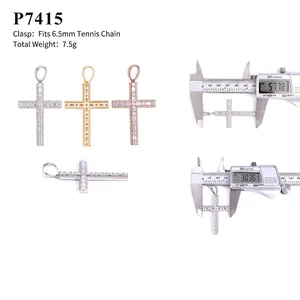 Measurements of the S925 silver moissanite hip hop cross pendant for men