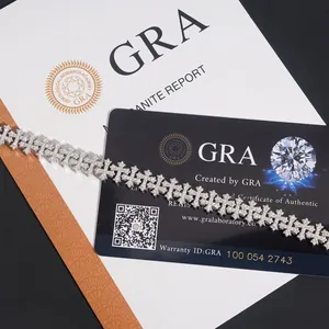 Detailed view of S925 silver Moissanite cross bracelet with GRA certification card