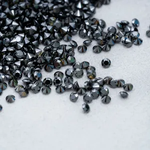 Nahaufnahme von hochwertigen runden schwarzen Moissanit-Melee-Steinen Größe 0,8-3,0 mm