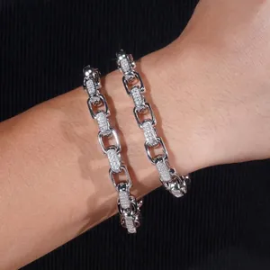 GRA S925 Sterlingsilber Moissanit Armband 8mm Iced Out Panzerkette Hip Hop Geometrischer Schmuck Geschenk Fur Damen Herren Unisex