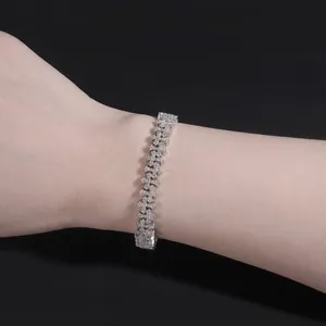 925 Sterling Silver Moissanite Cross Link Bracelet 8.5mm Hip Hop Cuban Chain Iced Out Jewelry With GRA Certificate Unisex