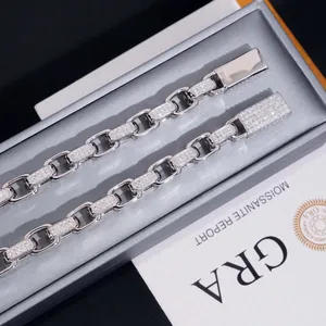 Luxuriöses 8mm Moissanit-Cuban-Gliederketten-Armband aus S925 Sterlingsilber mit GRA-Zertifikat