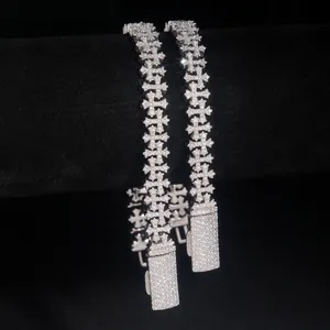 Icy S925 silver moissanite cross link hip hop Cuban bracelet for men and women jewelry