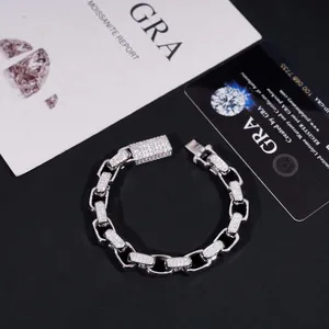 Exklusives 8mm S925 Sterling Silber Moissanit Hip Hop Armband mit GRA Zertifikat