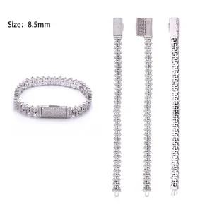 Luxury S925 silver moissanite 8.5mm cross link hip hop Cuban bracelet for men and women