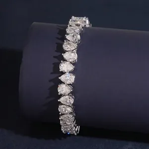 Bracelet de Tennis Collier en Argent Sterling 925 Moissanite Taille Poire Hip Hop Couleur D VVS1 Bijoux Avec GRA GRA