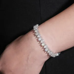 Exquis bracelet tennis en argent 925 avec pierres moissanites en forme de poire