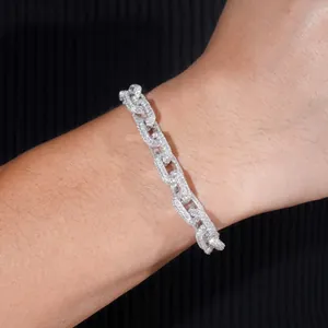 Pulsera de moissanita con eslabones en H para hombre en plata de ley S925 hip hop