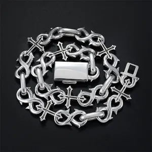16mm moissanite iced out infinity link ketting met kruis hangers van 925 zilver