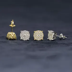 VVS Moissanite S925 ασημένια σκουλαρίκια hip hop σε χρυσό και ασημί φινίρισμα