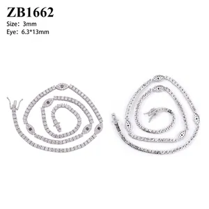 Detailansicht einer 3mm 925 Sterling Silber Tenniskette mit marquiseförmigen Augen.