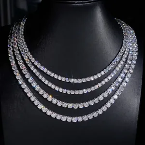 Hip Hop Moissanit Tenniskette Halskette Für Damen Herren Sterlingsilber Iced Out Schmuck Unisex Jahrestagsgeschenk