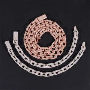 Conjunto de collar y pulsera de 8.2mm en plata S925 con moissanite para hombre Hip Hop