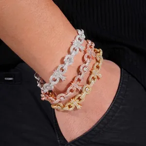 Pulsera Hip-hop de Plata de Ley 925 con Moissanita Cruz Eslabón Cubano para Hombre Mujer Color D VVS1 Con Certificado GRA Caja de Regalo