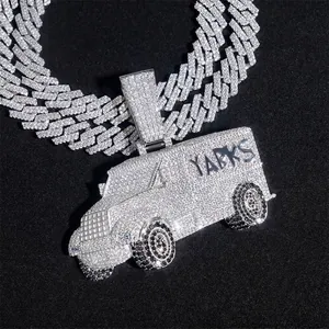 925 Sterling Silver Car Shaped Pendant Full Inlaid VVS Moissanite Jewelry For Hip Hop Men Women With GRA Certificate