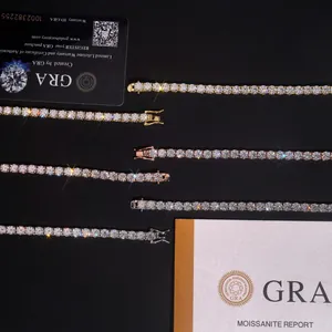 Luxury Moissanite tennis chain bracelet with GRA certificate in multiple gold finishes