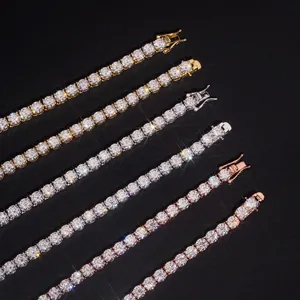 Luxurious 3mm-5mm moissanite tennis bracelets in gold, silver, and rose gold finishes.