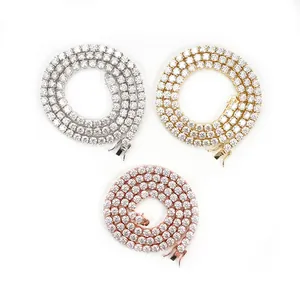 Coffret de colliers tennis hip-hop en moissanite de 5 mm en trois couleurs de métal