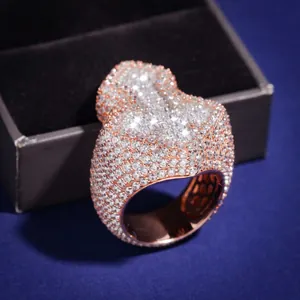 Iced-out hip-hop δαχτυλίδι σταυρός από ασήμι S925 με πέτρες μωασσανίτη D VVS