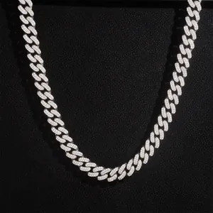 Collana a catena cubana da 10mm in argento 925 con moissanite per uomo stile hip hop
