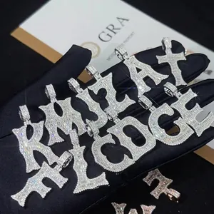 Detaillierte Ansicht luxuriöser 925 Silber Moissanit Hip Hop Alphabet Anhänger