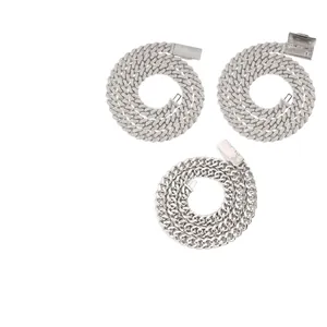 Collana cubana di lusso da 10 mm in argento sterling 925 e moissanite per gli uomini