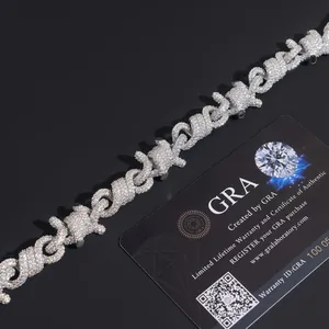 Detailansicht eines 15mm S925 Silber Moissanit-Armbands inklusive echtem GRA-Zertifikat