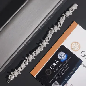 Luxuriöses eisgekühltes 15mm Moissanit S925 Silber Panzerarmband mit GRA-Zertifikat