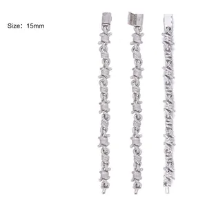 15mm S925 Silber Moissanit geflochtenes kubanisches Armband für Herren im Stacheldraht-Design