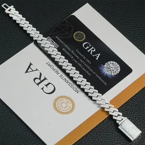 Dettaglio catena cubana in Moissanite da 10mm con certificato GRA