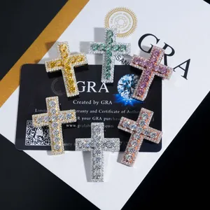 Συλλογή από μενταγιόν σταυρούς Moissanite ασήμι S925 με πολύχρωμες πέτρες σε πιστοποιητικά GRA