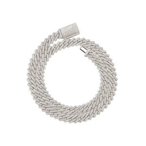 Collana catena cubana di lusso da 10 mm con pietre moissanite doppia fila per uomo
