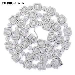 Chaîne de luxe de 9,5 mm en argent 925 sertie de moissanite pour homme hip-hop