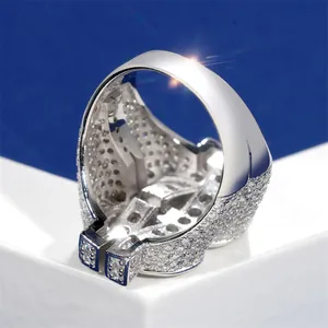 S925 sterling silver hip-hop dollar sign ring with D color moissanite for men
