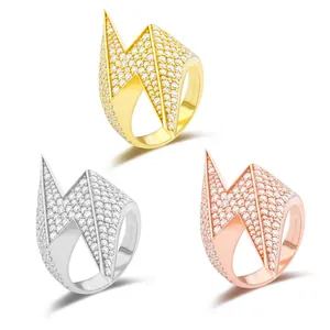 Anillos de rayo hip-hop en oro, plata y oro rosa con brillantes moissanitas