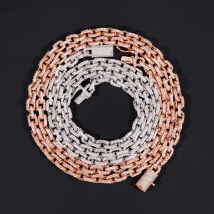 Collier chaîne à maillons mariner en argent 925 et moissanite 5,2 mm de luxe