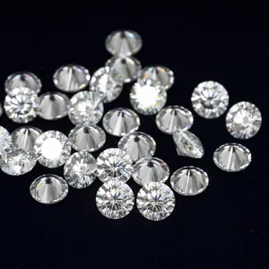 Round brilliant cut Moissanite loose stones with hearts and arrows on black background
