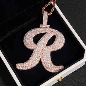 Hip Hop Moissanite Letter R Pendant 925 Sterling Silver Iced Out Alphabet Pendant Only For Men Women Jewelry With GRA