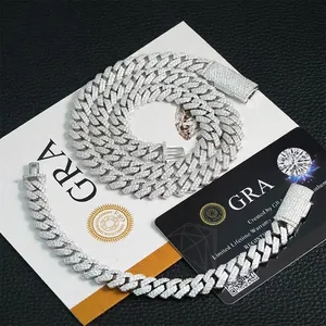 Hip Hop 925 Sterlingsilber 10mm Moissanit Panzerkette Halskette Armband Mit GRA Zertifikat Iced Out Raute Schmuck