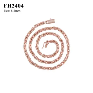 Collier maille cubaine en argent 925 plaqué or rose 5,2 mm avec moissanite
