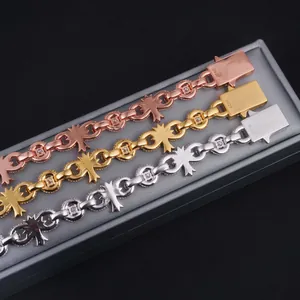 Trío de pulseras de cruz moissanite de plata 925 en acabados oro, oro rosa y plata