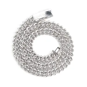10mm S925 Sterlingsilber Panzerkette Halskette im hochglanzpolierten Hip-Hop-Stil